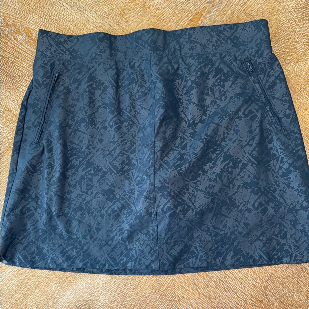 Orvis Navy Blue Skort XL Zip Pockets Elastic Waist 36” Length 18”